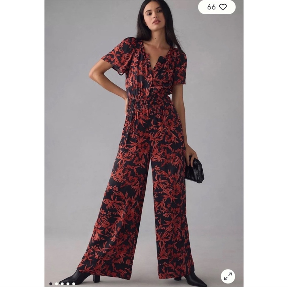 Anthropologie The Somerset Jumpsuit Color: BLACK MOTIF Size XXS NWOT